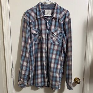 BKE Blue and Brown Plaid Men's Shirt